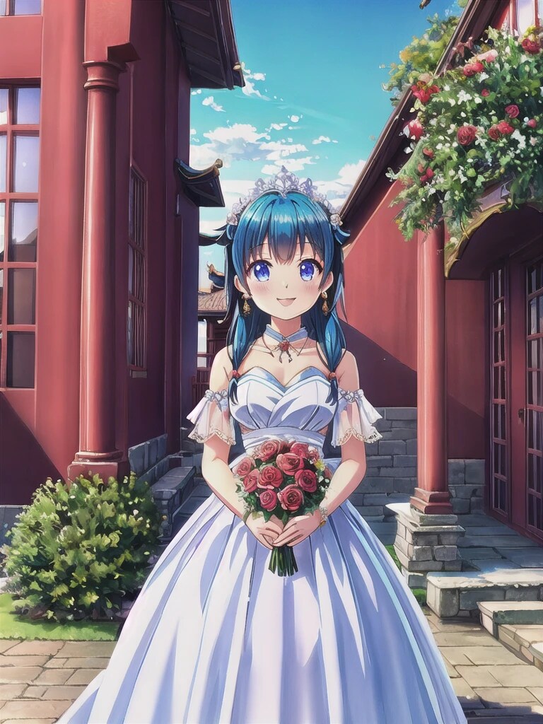 緑髪ツインテでウェディングドレスの少女 | の人気AIイラスト・グラビア