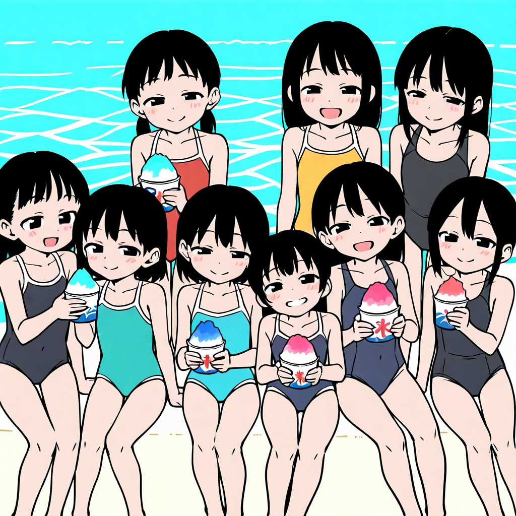 かき氷と水着ガールズ