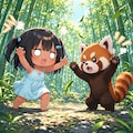 レッサーパンダと威嚇しあうこなつちゃん 4枚目