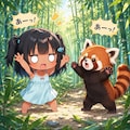 レッサーパンダと威嚇しあうこなつちゃん 5枚目