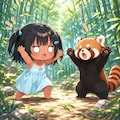 レッサーパンダと威嚇しあうこなつちゃん 3枚目