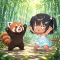 レッサーパンダと威嚇しあうこなつちゃん 6枚目