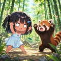 レッサーパンダと威嚇しあうこなつちゃん 2枚目