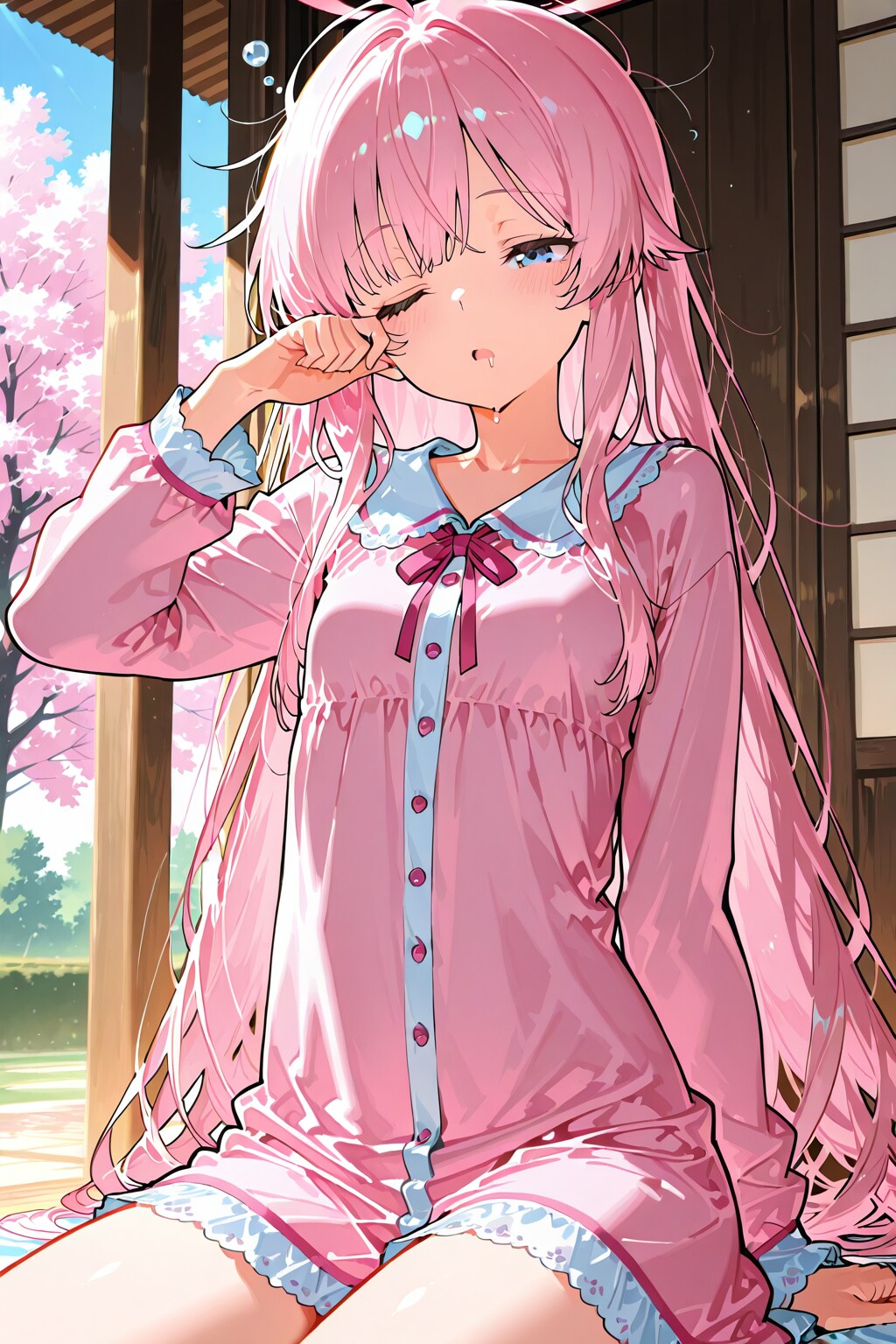 ピンクの《景色》《寝巻》《髪の子》 | の人気AIイラスト・グラビア