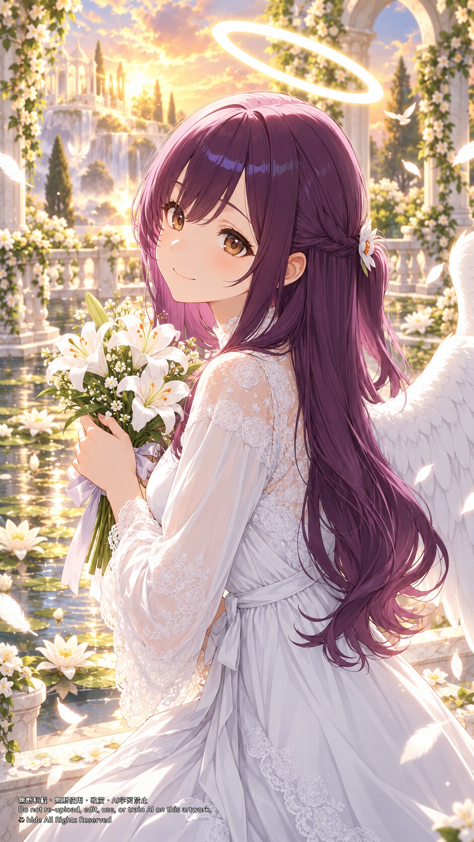 💐 ウリエルさん、光の庭で花を手に | の人気AIイラスト・グラビア