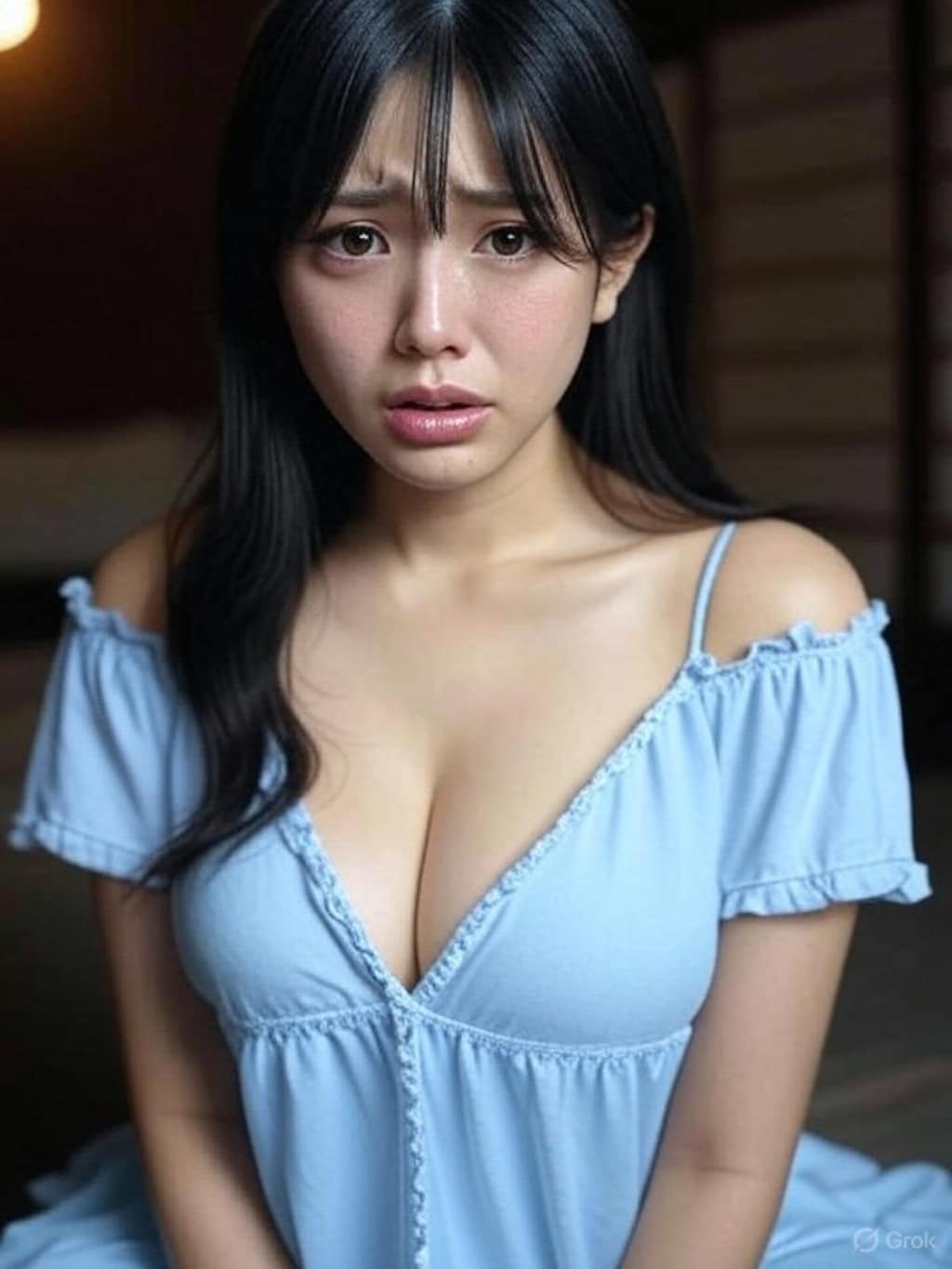 谷間を見せるアイドル
