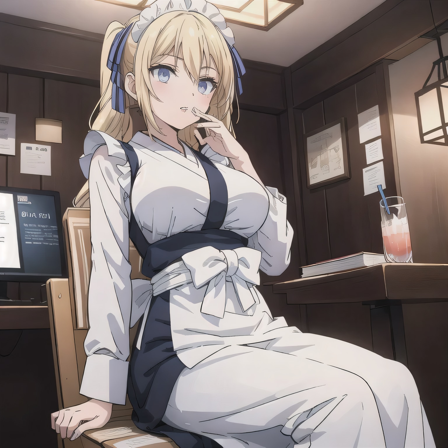 金髪ツインテで漫画喫茶の少女２ | の人気AIイラスト・グラビア