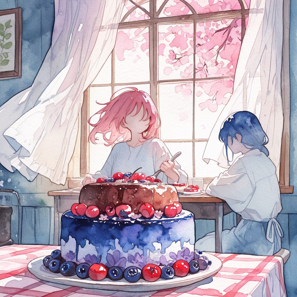 AIに考えてもらった藍苺ケーキ