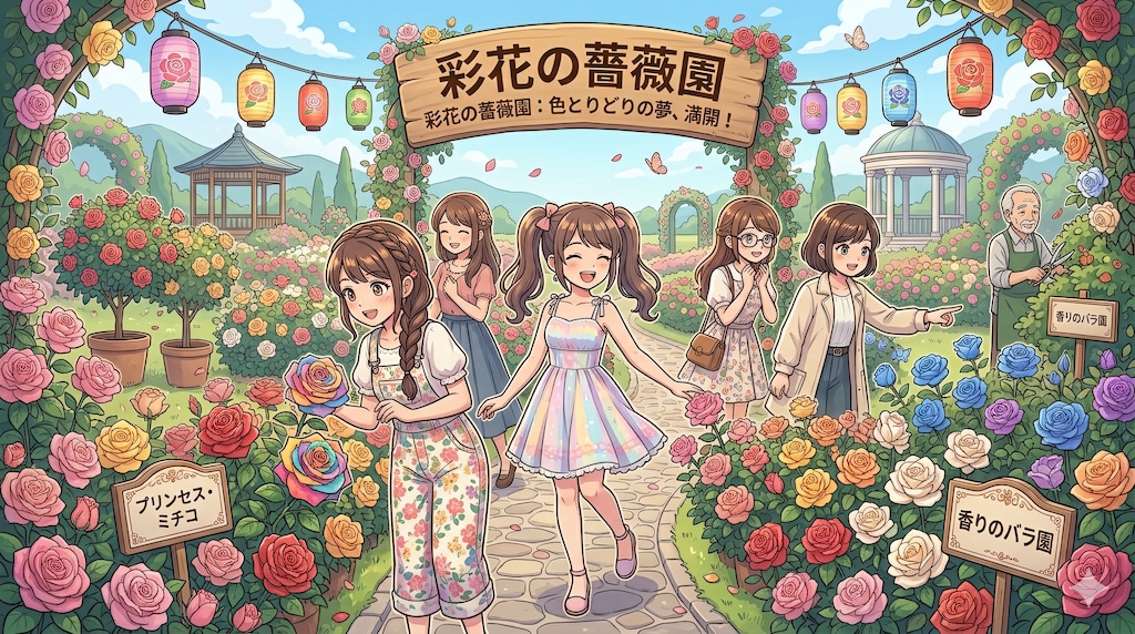 薔薇園にみんなで行く
