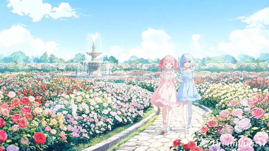 薔薇園にみんなで行く
