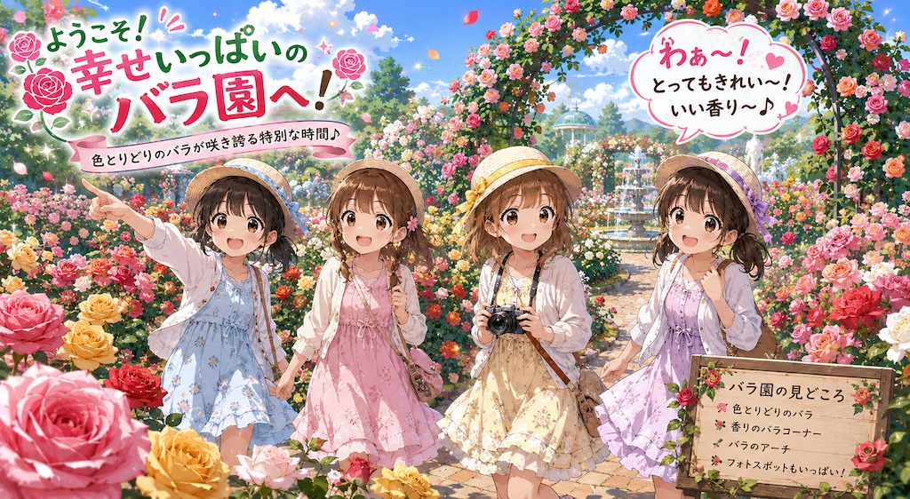 薔薇園にみんなで行く