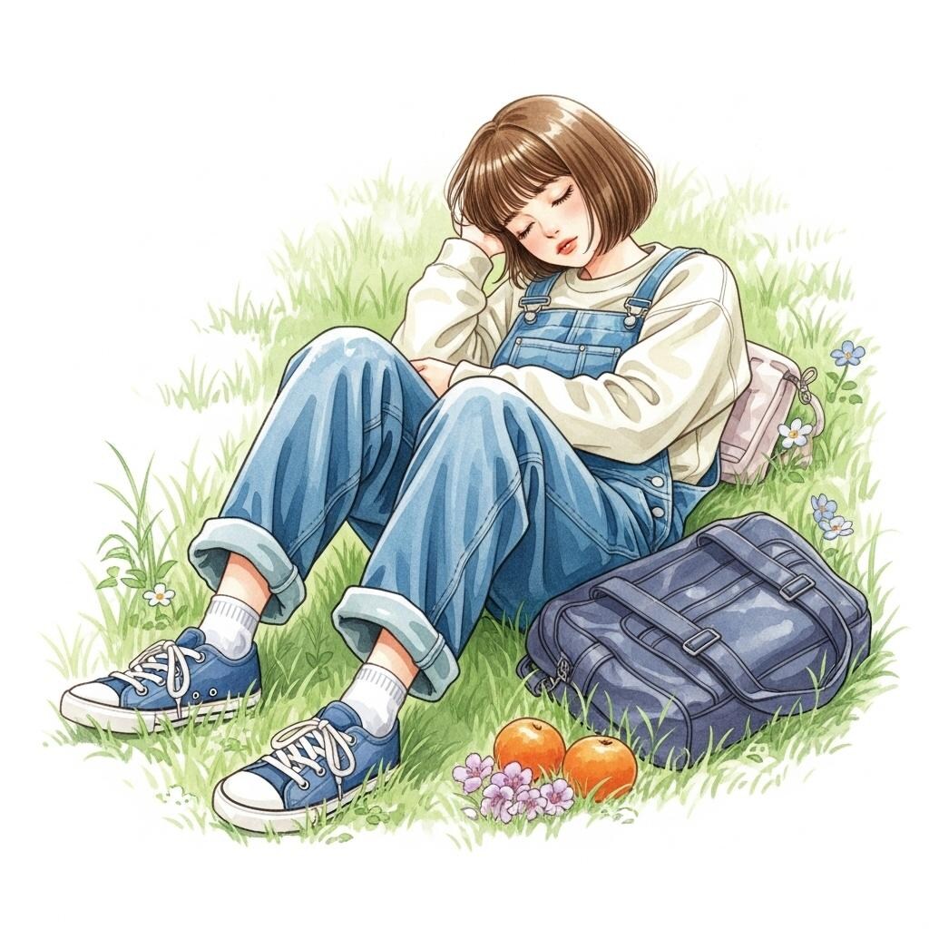 野原でのんびり