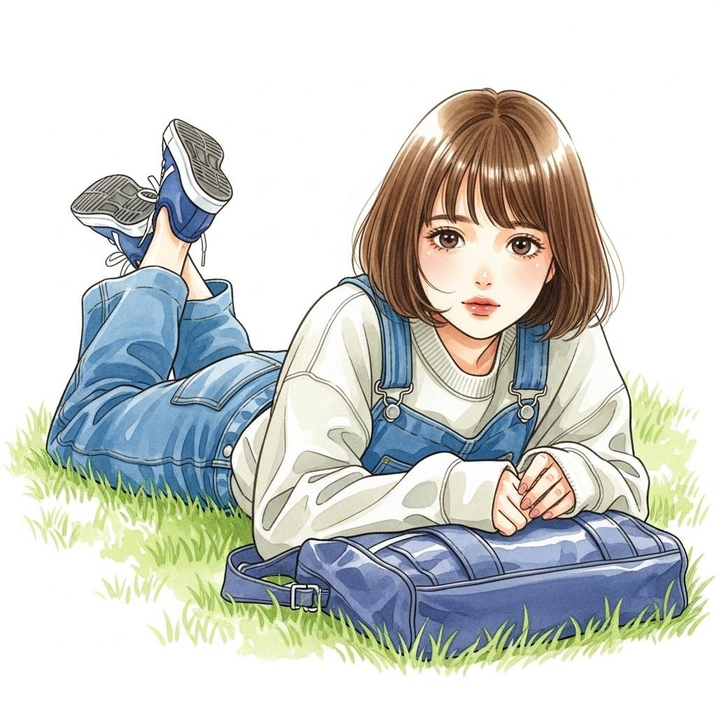 野原でのんびり