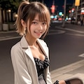 白コートのポニーテール少女 2枚目