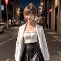 白コートのポニーテール少女 3枚目