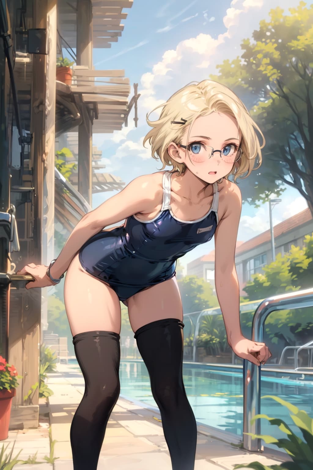 スク水の眼鏡っ娘