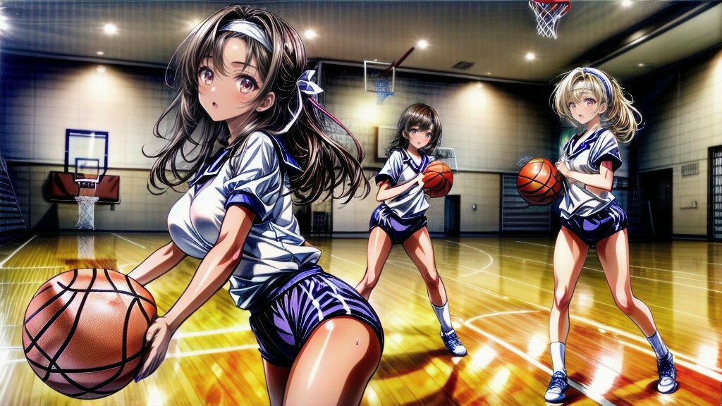 体育の授業でバスケ(自作Lora ver)