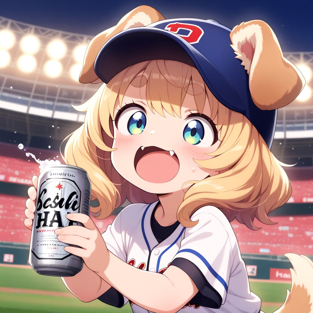 野球観戦するワンちゃん