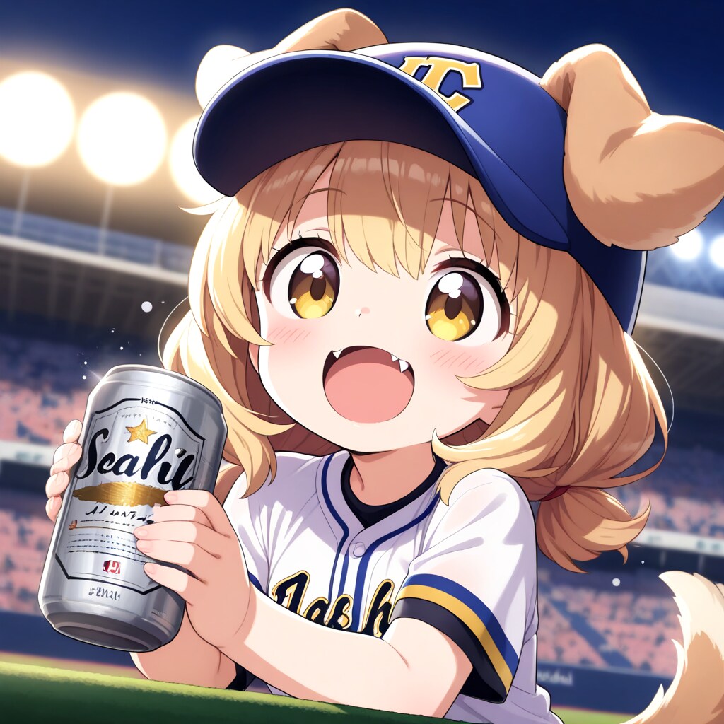 野球観戦するワンちゃん