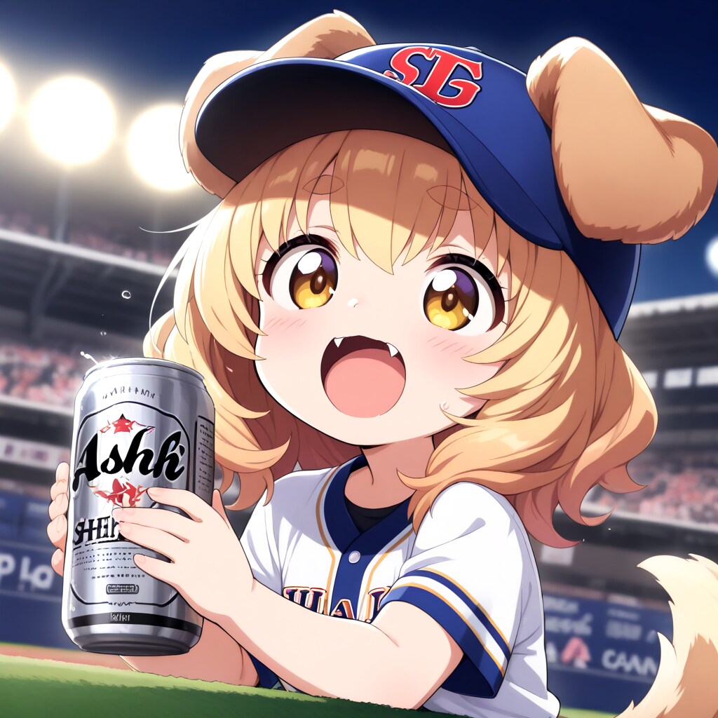 野球観戦するワンちゃん