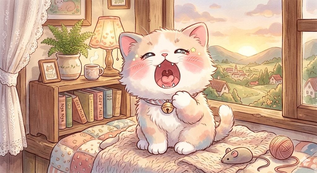 欠伸をするネコ