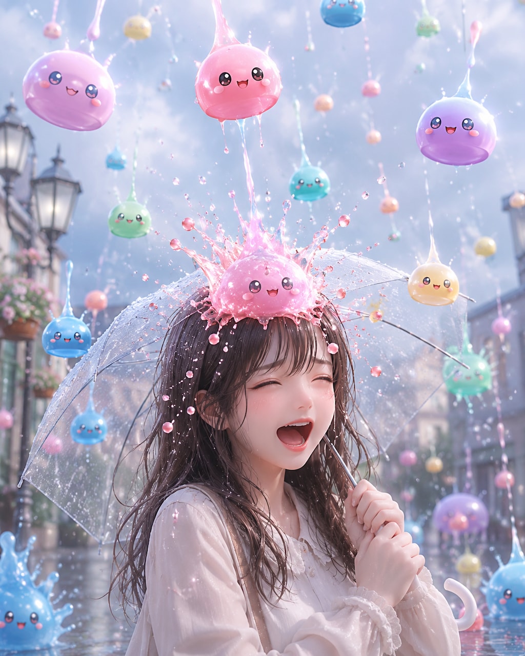 雨の代わりにスライム降ってきた☔️🫧
