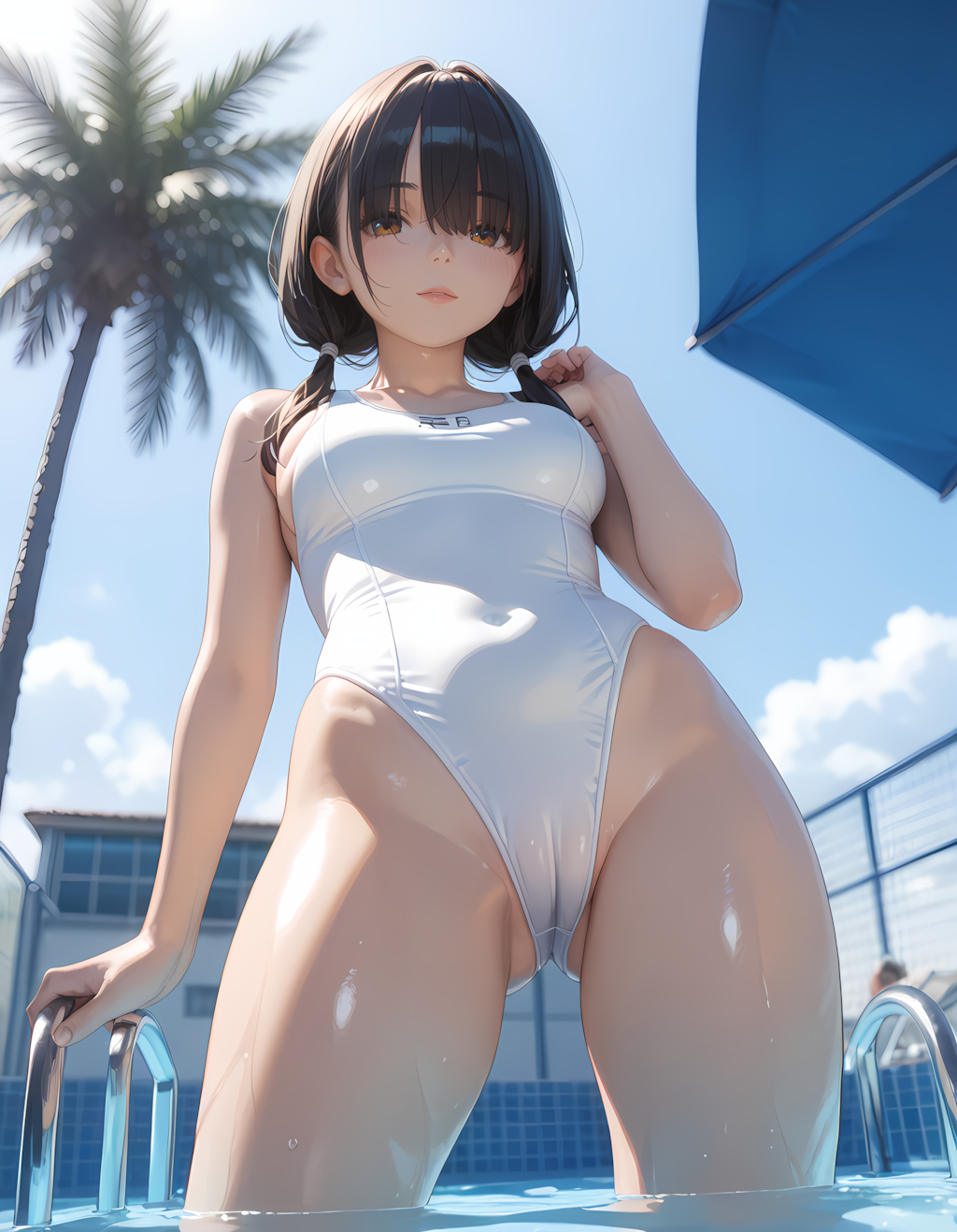 白スクで食い込ませる彼女💕