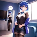 誘惑する青い髪の先輩 3枚目