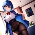 誘惑する青い髪の先輩 4枚目