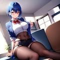 誘惑する青い髪の先輩 7枚目