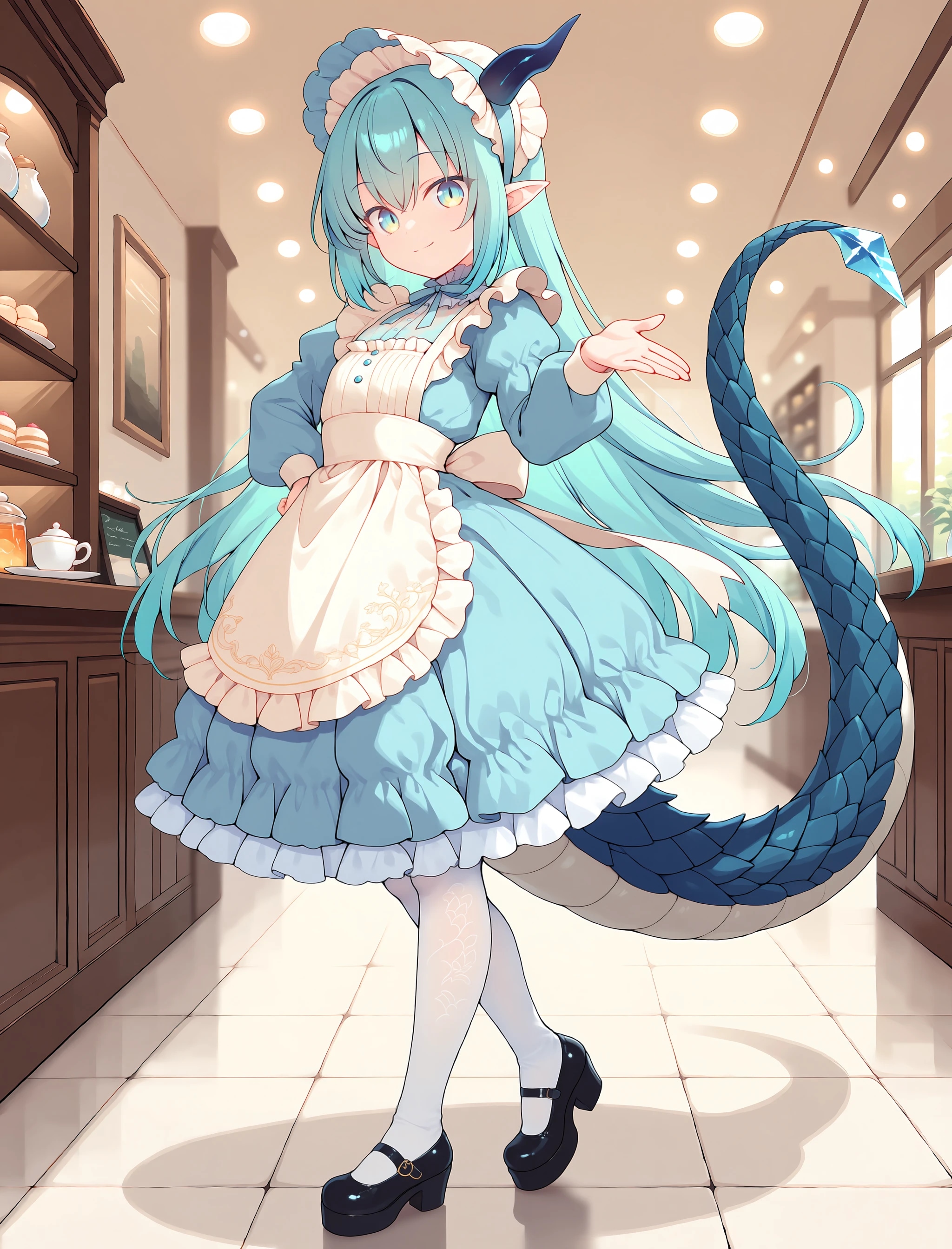 ロリータ＆カフェメイド風衣装の竜娘さん