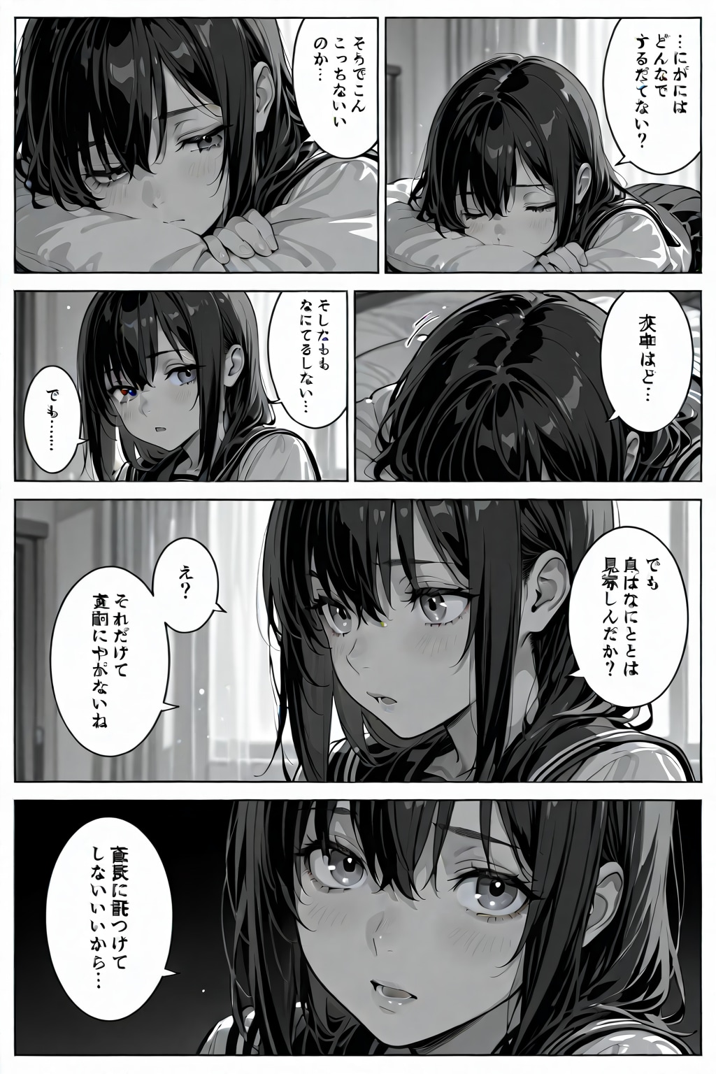 自問する女学生