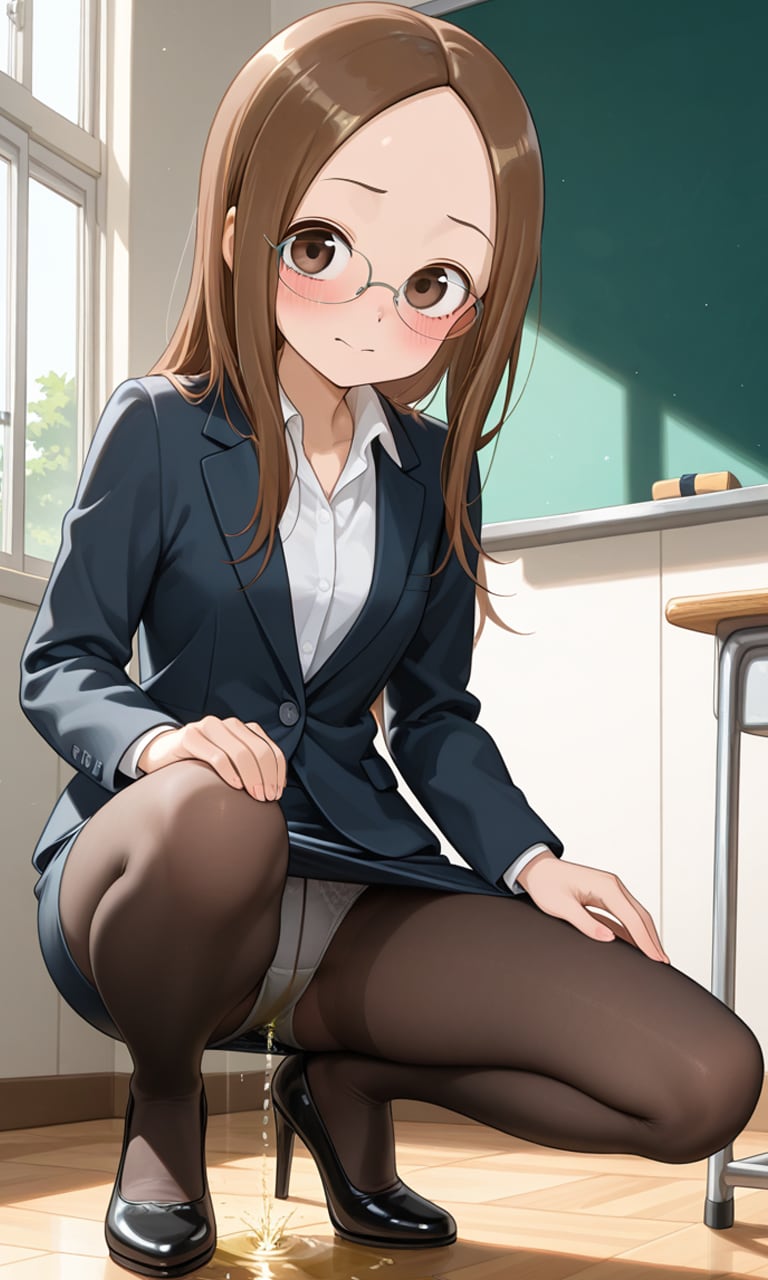 おしっこお漏らしチャレンジ【高〇さん】(眼鏡女教師)