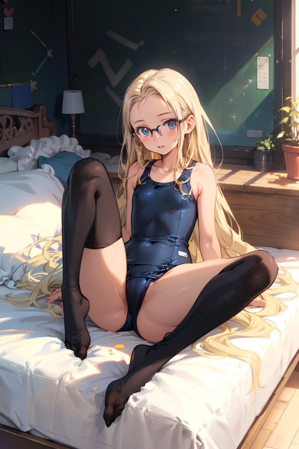 スク水タイツの眼鏡っ娘