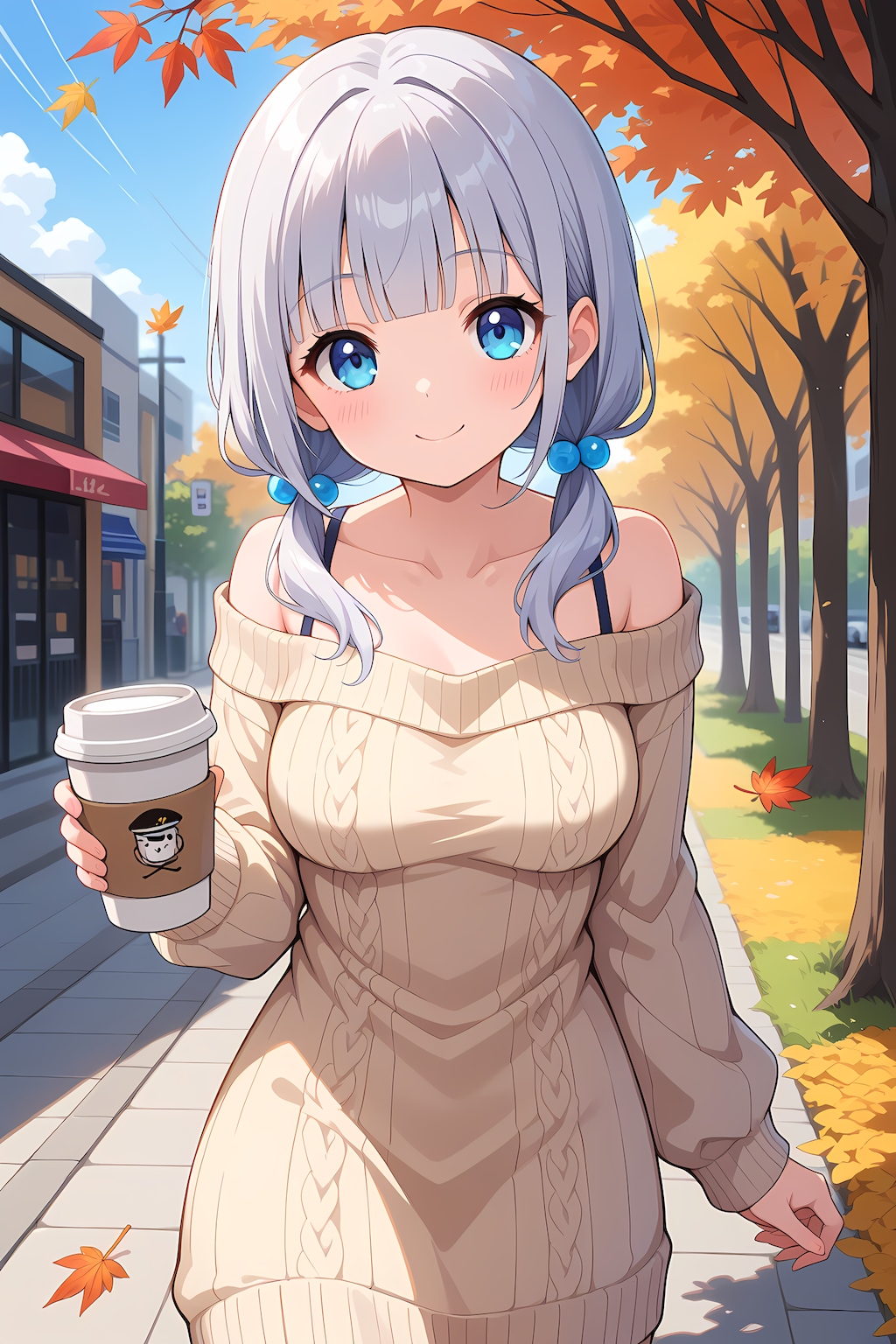 オフショルセータードレス