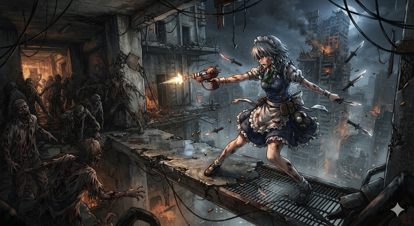 CoD BO2 Zombies DIE RISE 十六夜咲夜vsゾンビ | の人気AIイラスト・グラビア