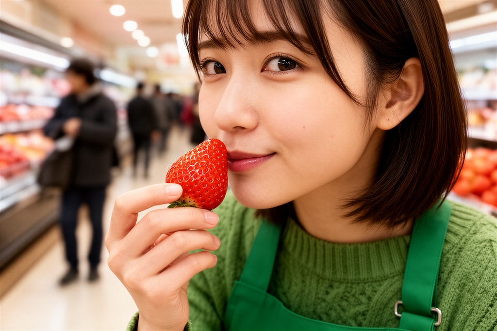 イチゴ売り場の店員 2