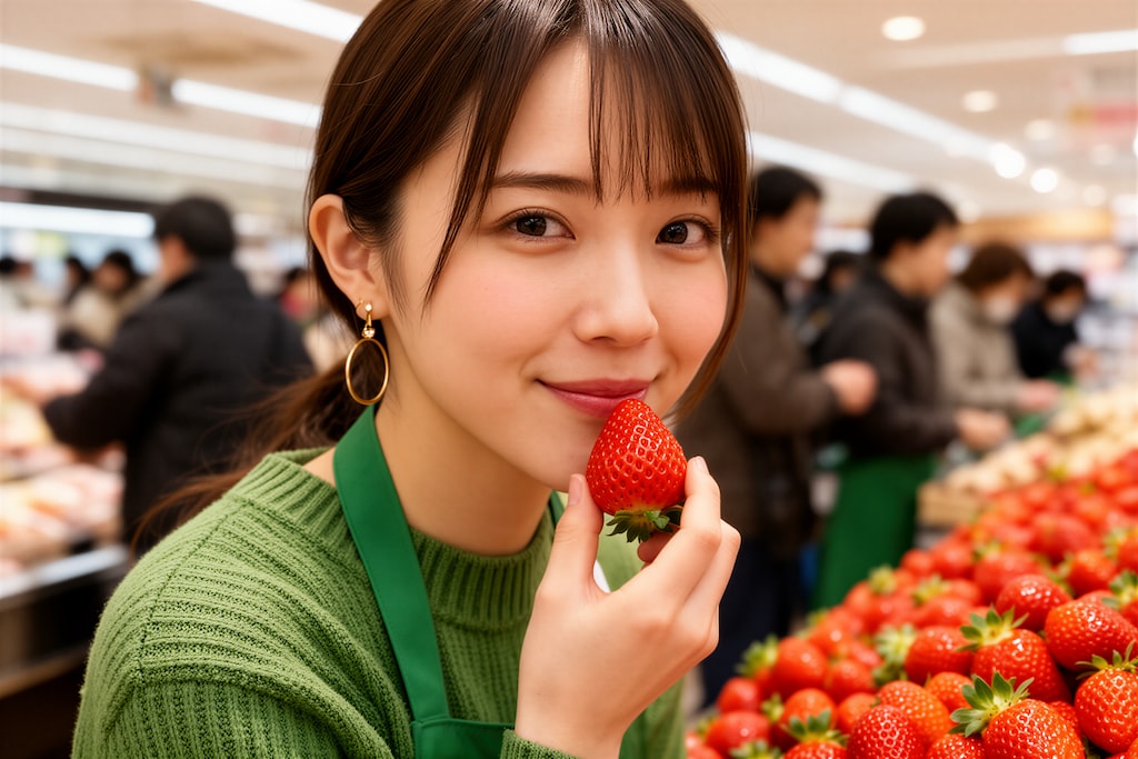 イチゴ売り場の店員 2