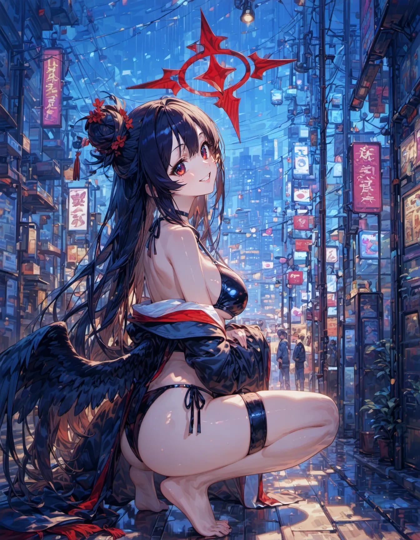 The Dark Angel of the Neon Street | の人気AIイラスト・グラビア