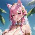 海と青空とネコ耳お姉さん 2枚目