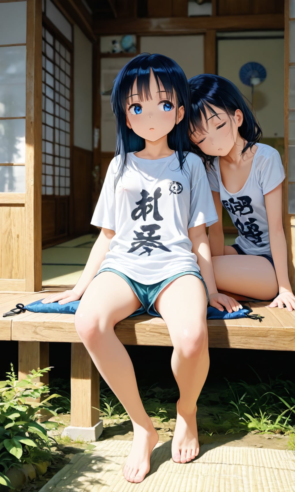 田舎の風景 仲良し姉妹