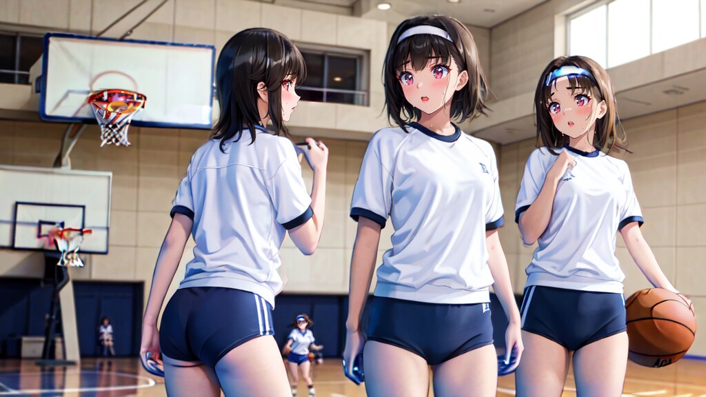 体育の授業でバスケ