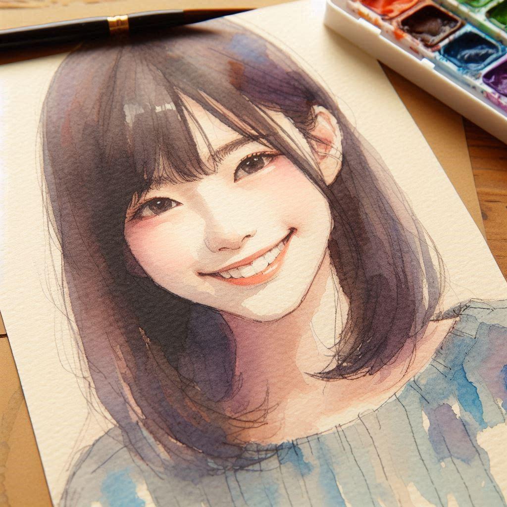 Dalleでびちゃびちゃな水彩人物画を試しているのだけど・・・