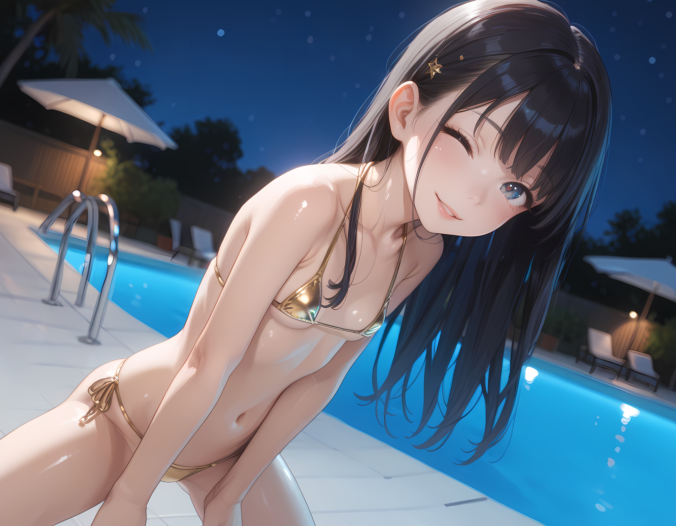 貧乳少女とゴールドマイクロビキニ②