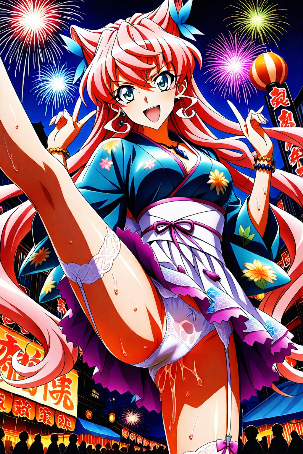夏祭りでハイキックするシンフォギアの子