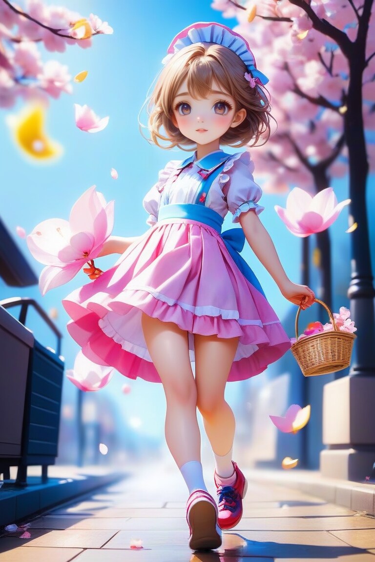 桜とメイドちゃん