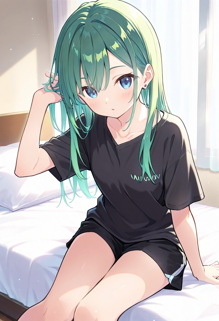 緑髪娘リラックス（804） | の人気AIイラスト・グラビア