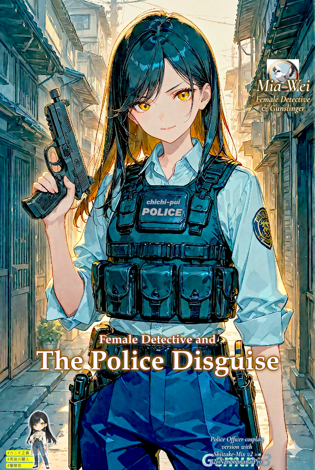 女探偵と警官コスプレ