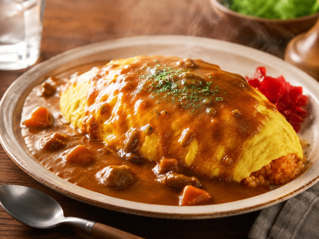 深夜に食べるカレーオムライス
