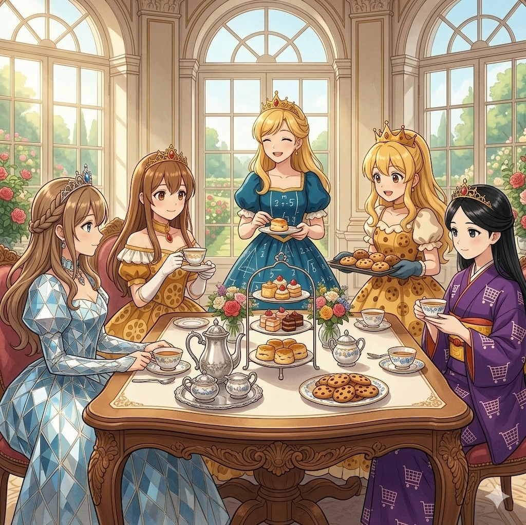 謎柄のお姫様達のお茶会